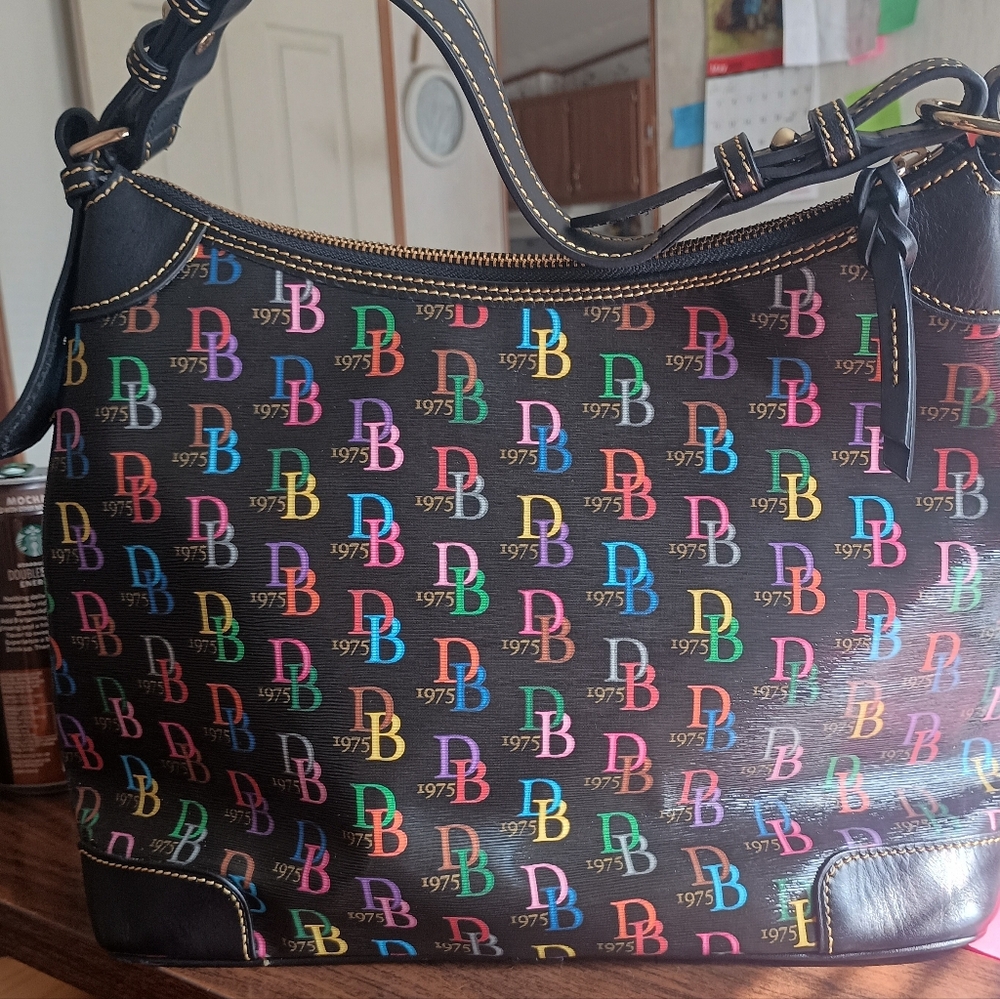 Dooney and Bourke rainbow Monogram tote